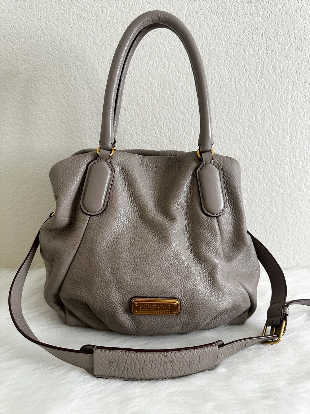 Marc Jacobs Taupe Leather Satchel with Removable Strap